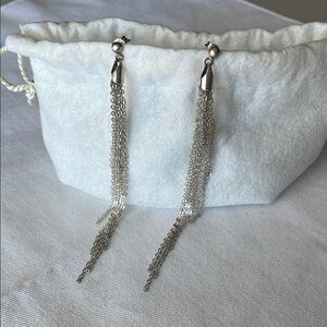 Elegant Silver Chain Tassel Earrings